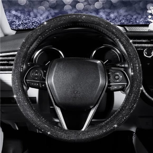 Diamond Steering Wheel Cover for Women Men Girls, Bling Crystal Rhinestones - Picture 2 of 7